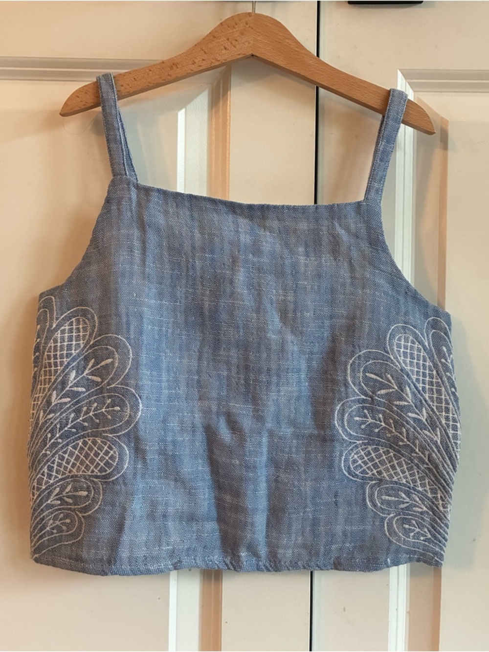 Mango Blue Eyelet Cotton Tank Top for Kids